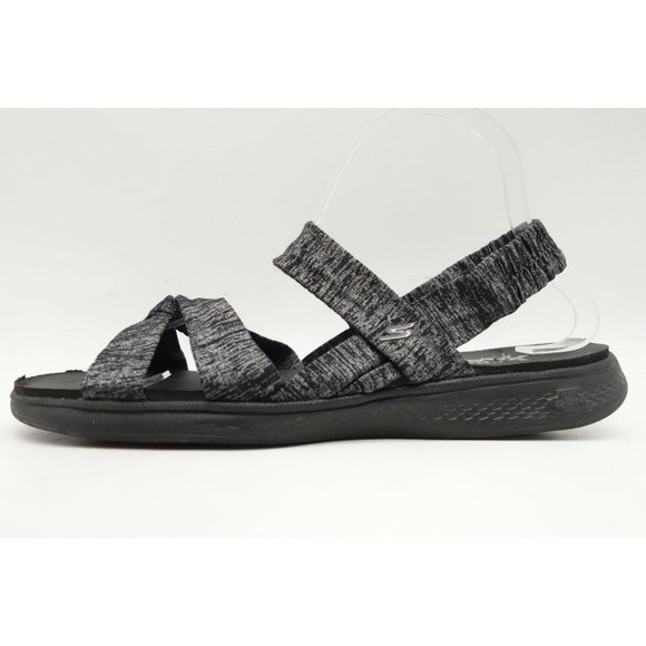 Skechers On The Go Goga Max Black Gray Stretch Strap Sandals Shoes Women's 10 - Picture 4 of 12